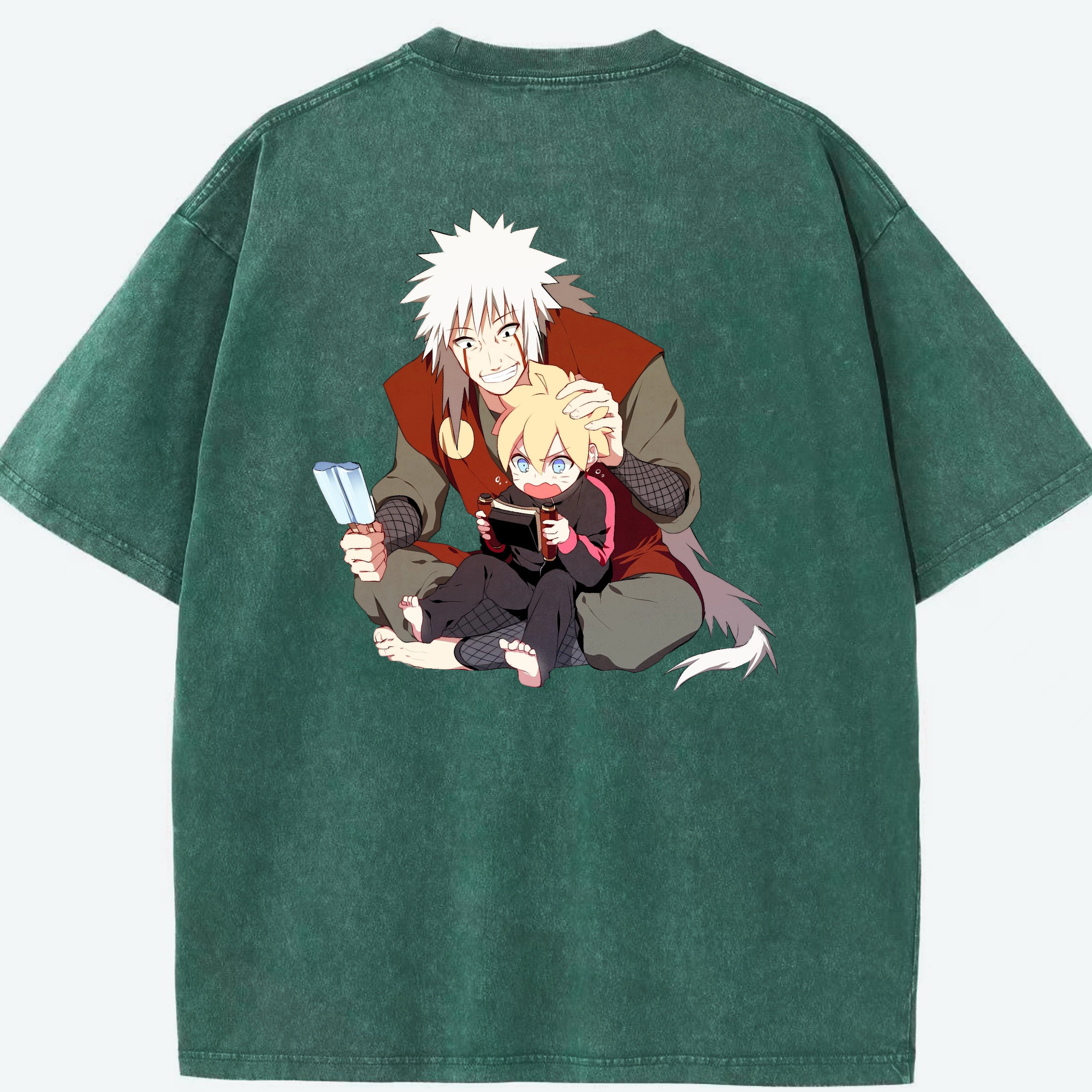 （画像用） NARUTO -ナルト- 自来也（じらいや） Jiraiya 綿100% ヴィンテージ風 半袖Tシャツ（背面プリント）